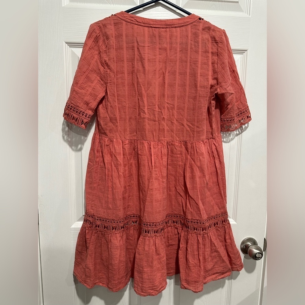 Knox Rose Coral Pink Boho Peasant Dress W/ Lining Size M - Picture 4 of 7